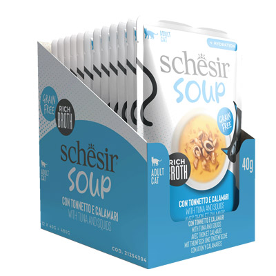 Schesir Cat Soup Tuniak a kalmar 40g obsah
